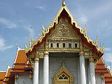 Bangkok 02 03 Wat Benchamabophit Marble Wat Student Photo A monk led a tour of young students around the Wat Benchamabophit complex. They then posed for their group photo. Cute.
